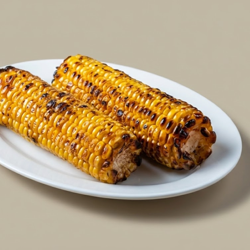 Charred corn on the cob with grill marks
